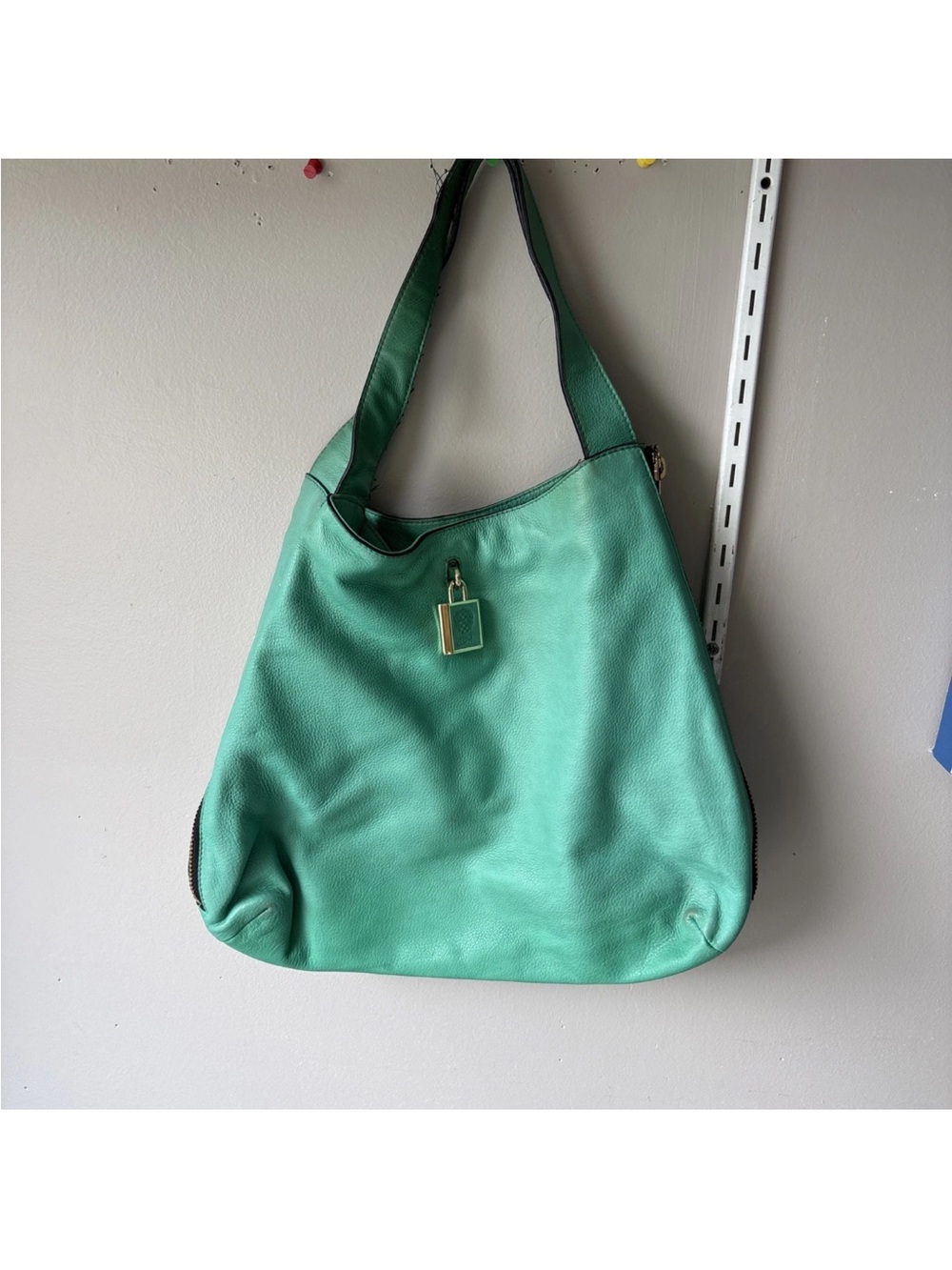 Vince Camuto Jade Green Leather  Bag with Gold Accent